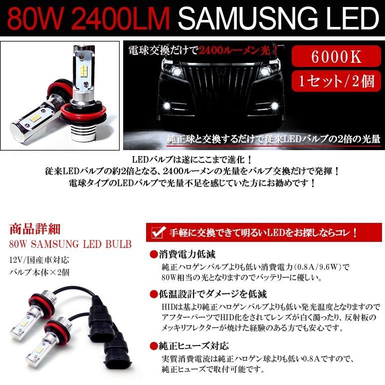 30系 前期/後期 セルシオ HB4 80W SAMSUNGチップ フォグランプLEDバルブ 6000K/ホワイト 2個/1セット｜possible｜02