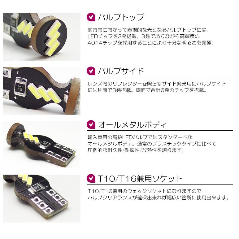 BR系/BR9/BRF/BRM 前期/後期 レガシィアウトバック LED T10/T16 ポジション球/ナンバー灯 1.3W 4014チップ SMD 9発 メタルボディ ホワイト/6000K 2個入り｜possible｜05