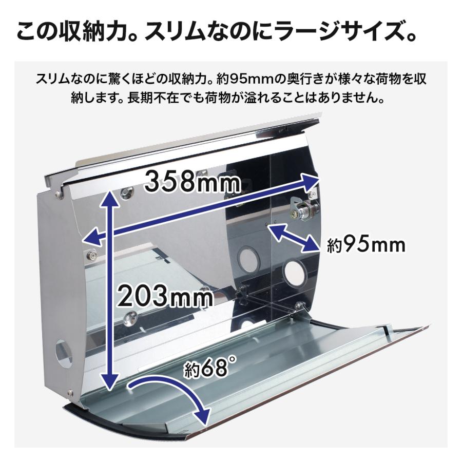 3年保証 郵便ポスト 壁掛け 大型 ステンレス 郵便受け 防水 A4 鍵付き