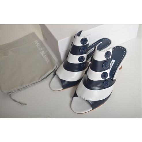 新品未使用美品 マノロブラニク レザー型押しサンダル サイズ39