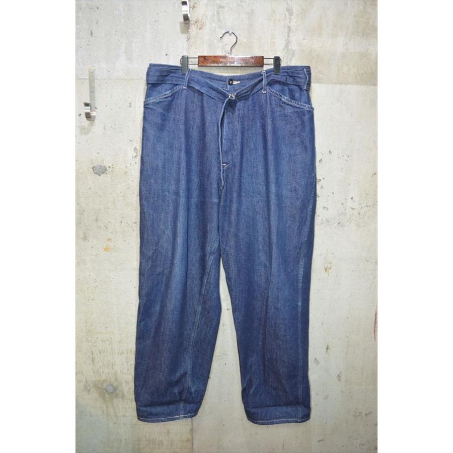コモリ COMOLI デニム ベルテッド パンツ 4 P01-03004 傷あり D5525 
