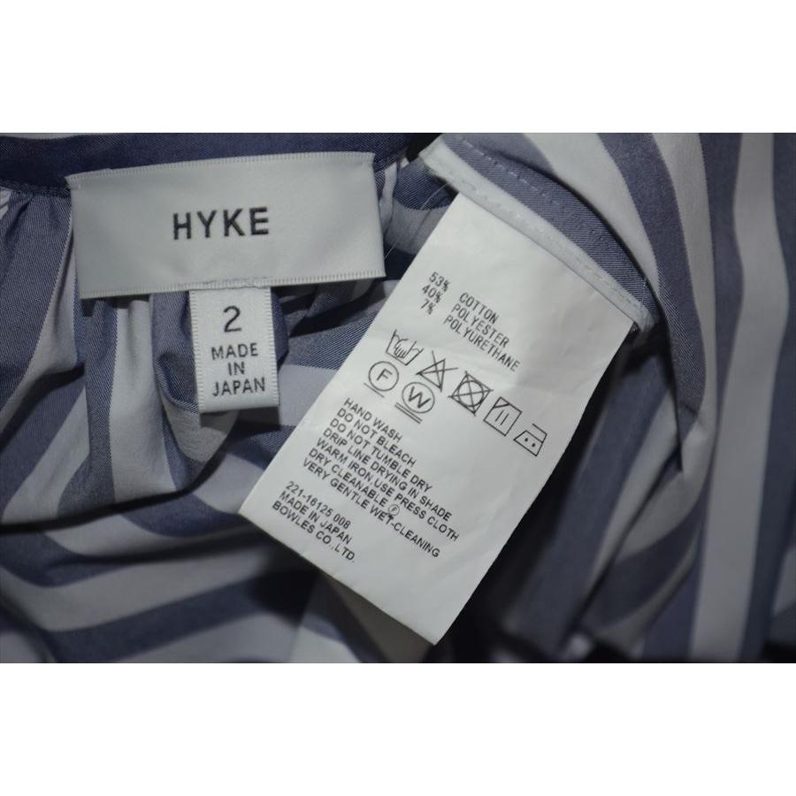 美品 Hyke シャツワンピース 2 HYKE（ハイク） ギャザー ストライプ シャツ ワンピース 2 D6620