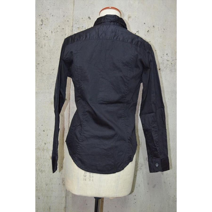 ポールハーデン柄シャツ生成り紺色