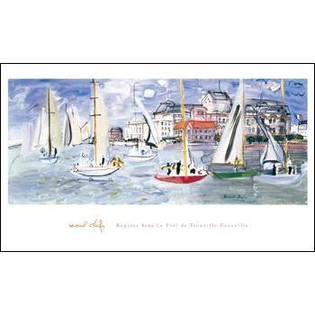 アートポスター- トゥルーヴィルの港の船 (610x1016mm) デュフィ