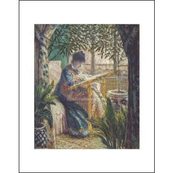 -モネ アートポスター-刺繍をするモネ夫人1875年(281×358mm) -おしゃれインテリアに- | 