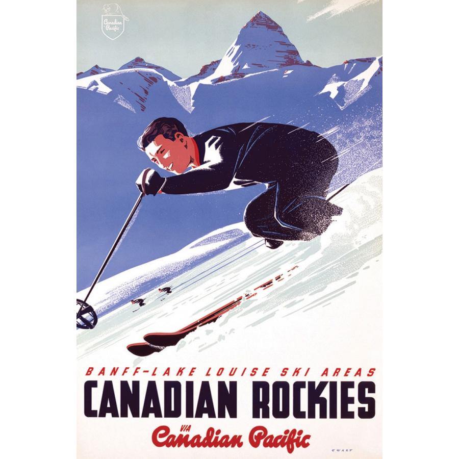 CP Rail Lake Louise Ski Area ヴィンテージポスター トラベル 木製