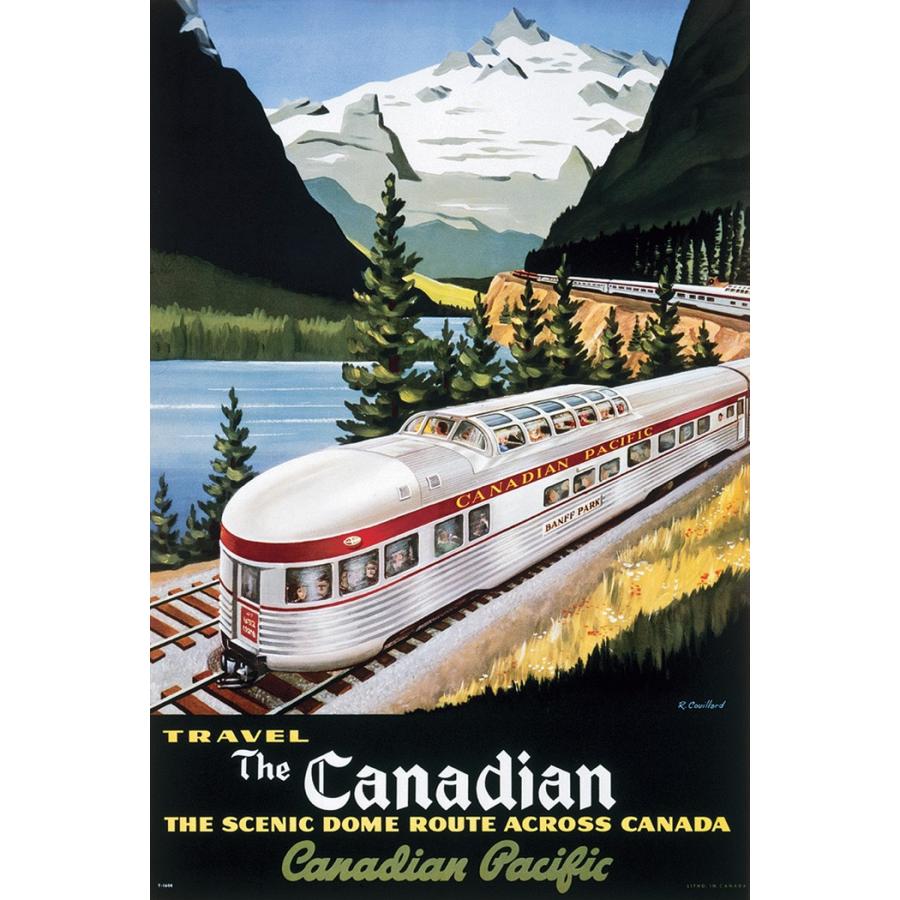 Canadian Pacific， The Scenic Dome Route， 1955 ヴィンテージポスター Roger Couillard 木製アートフレーム付 91.5×61cm