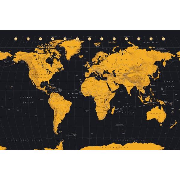 世界地図　 ポスター　（ゴールド）　World Map Gold World Map(161007)｜posterbin2