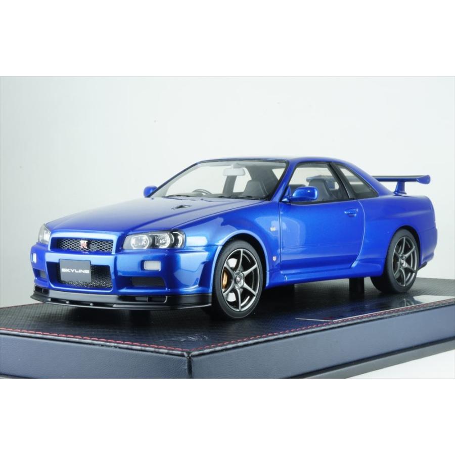 イデア 1/18 ニッサン スカイライン GT-R BNR34 V-spec II 2000 ベイサイドブルー 完成品ミニカー IM024A