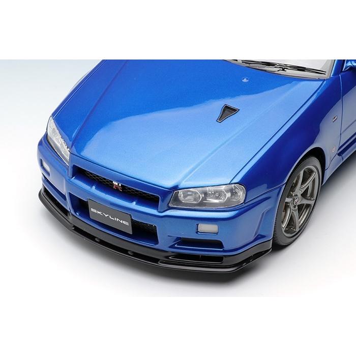 イデア 1/18 ニッサン スカイライン GT-R BNR34 V-spec II 2000 ベイサイドブルー 完成品ミニカー IM024A 