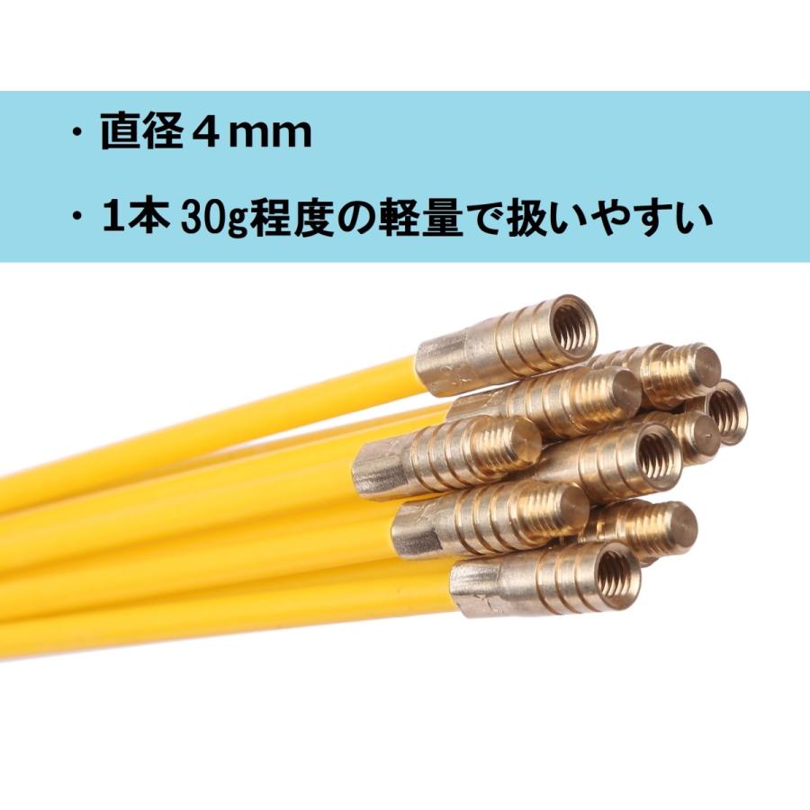 通線ワイヤー 58cm×10本 ケーブル索引具 入線工事用ロッド 配線通し 通線収納ケース付 ジョイントライン 先端アタッチメント付属 MK-080 |  | 02