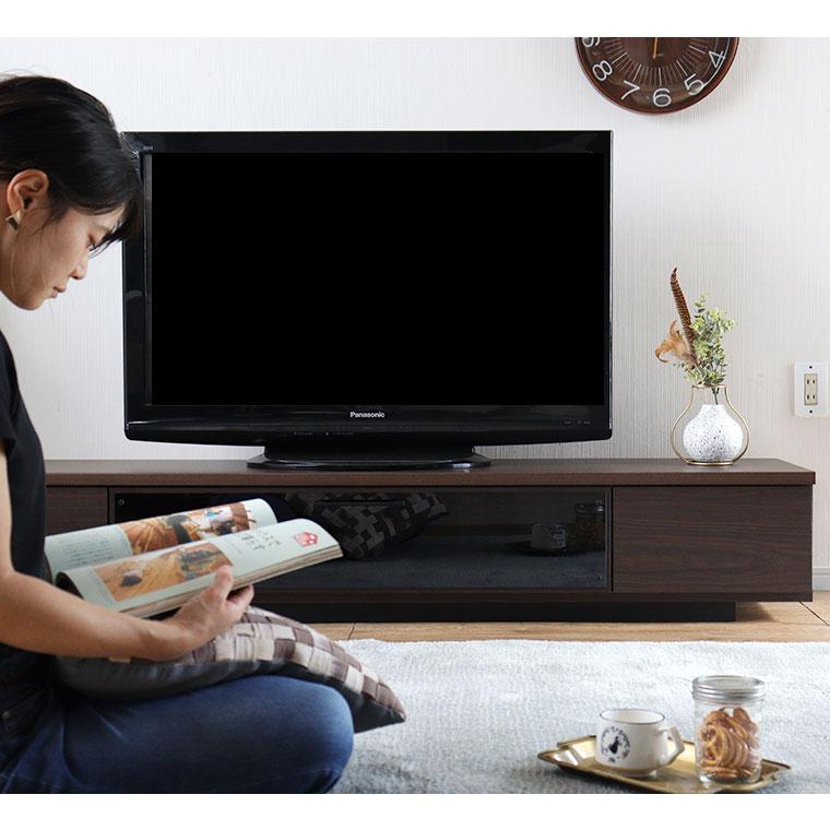 テレビ台 木製  ブラウン ブラック シンプル 北欧 モダン シンプル 高級感 上品 日本製 TVボード 幅180　完成品 ガラス扉 　ANI 180TV｜potarico｜09