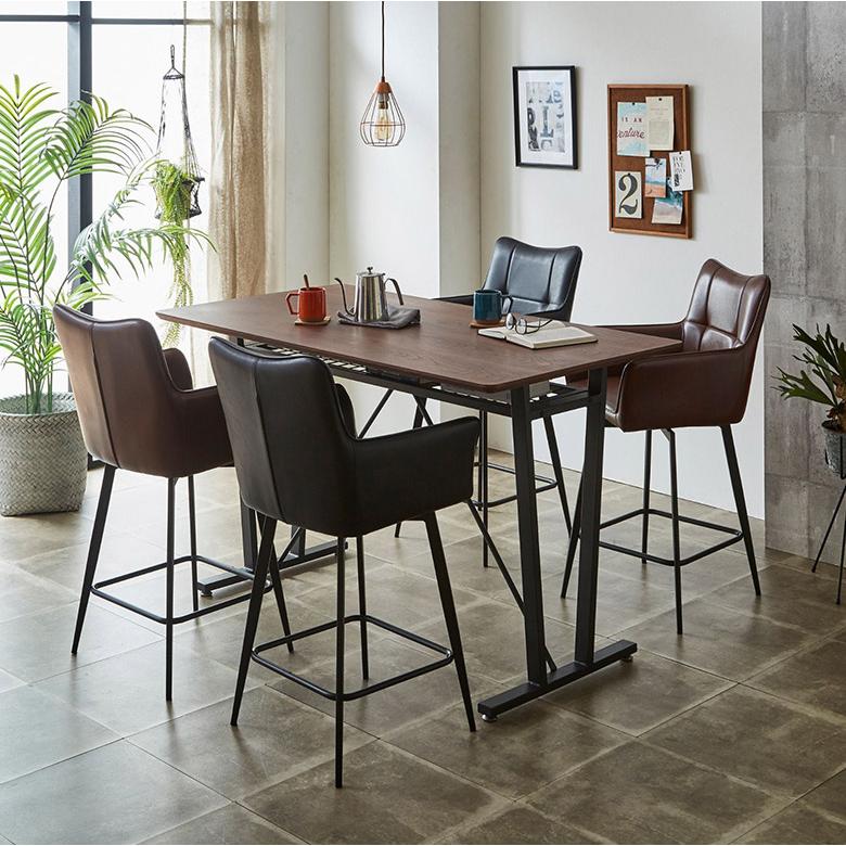 カウンターチェア バーチェア ヴィンテージ レザー 2脚 背もたれ付き