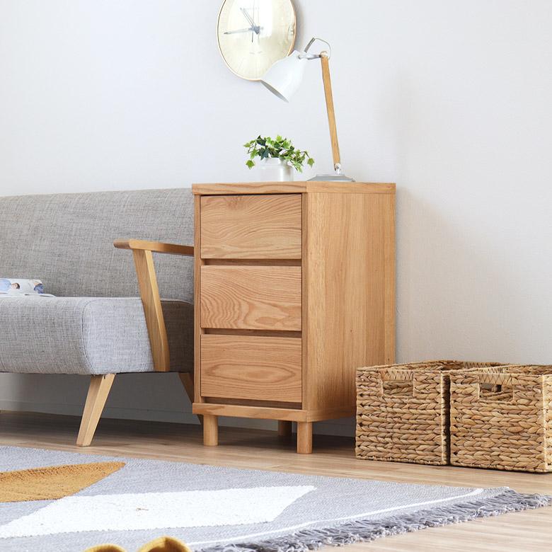 チェスト タンス 3段 北欧 ナチュラル 木製 完成品 リビング収納 たんす 引出し HAU40チェストの画像