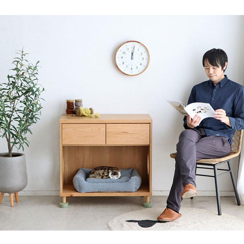 チェスト ローチェスト キャビネット 猫 ネコ ペットトイレ ペットベッド 日本製 北欧 木製 天然木 幅75 猫家具 収納 シンプル かわいい タンス_5