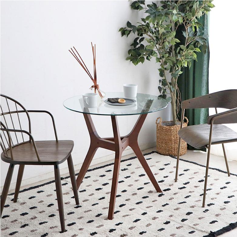 ガラステーブル 丸 おしゃれ カフェテーブル 直径70 ラウンドテーブル