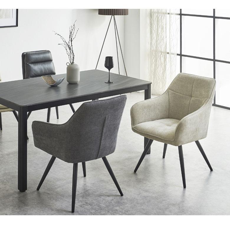 回転式 ダイニングチェア 椅子 いす ファブリック 布地 肘付き