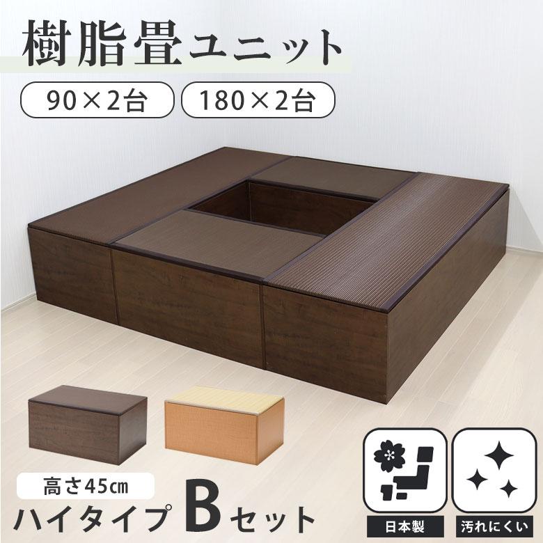 樹脂畳ユニットセット 小上がり 日本製 Amazon｜樹脂 畳 収納ユニット ロータイプ Aセット 幅180cm×奥行180cm