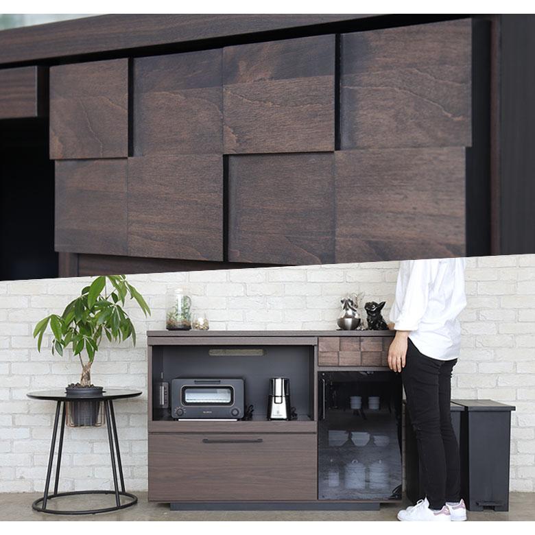 キッチンカウンター 120 収納 完成品 食器棚 コルク120カウンター