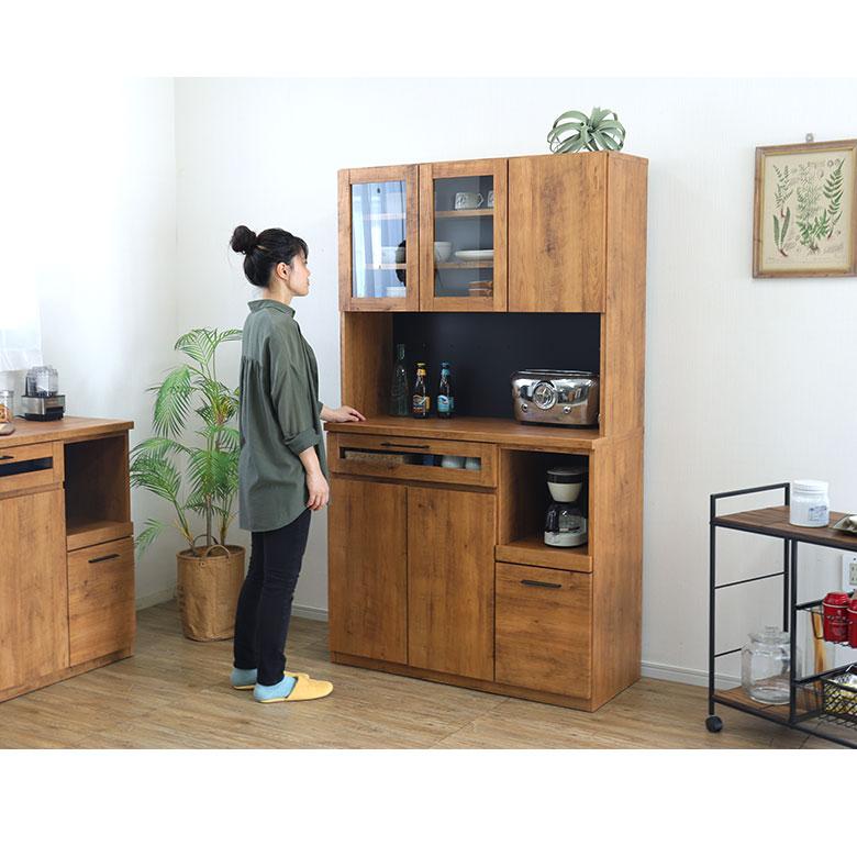 食器棚 キッチンボード レンジ台 レンジボード 完成品 幅105 北欧
