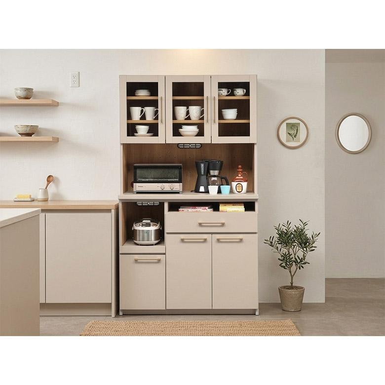 ハイタイプレンジボード【幅105cm】日本製 ナチュラル 【完成品 開梱設置 キッチンボード 食器棚 幅105cm 完成品 ハイタイプ 高さ180cm 日本製