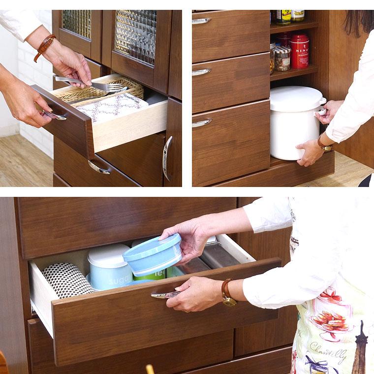 食器棚 キッチンボード 幅90 完成品 木製 北欧 アンティーク おしゃれ
