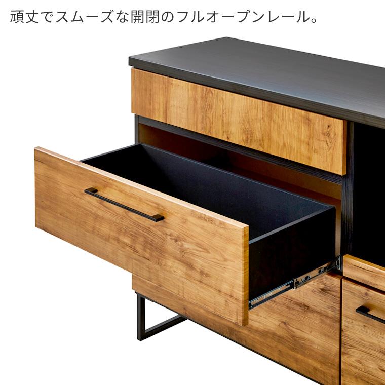 美品！食器棚ダークブラン幅120cm（大容量/大型レンジ対応）キッチンボード レンジボード 日本製 食器棚 レンジ台 キッチンボード 幅120 120 完成品 おしゃれ