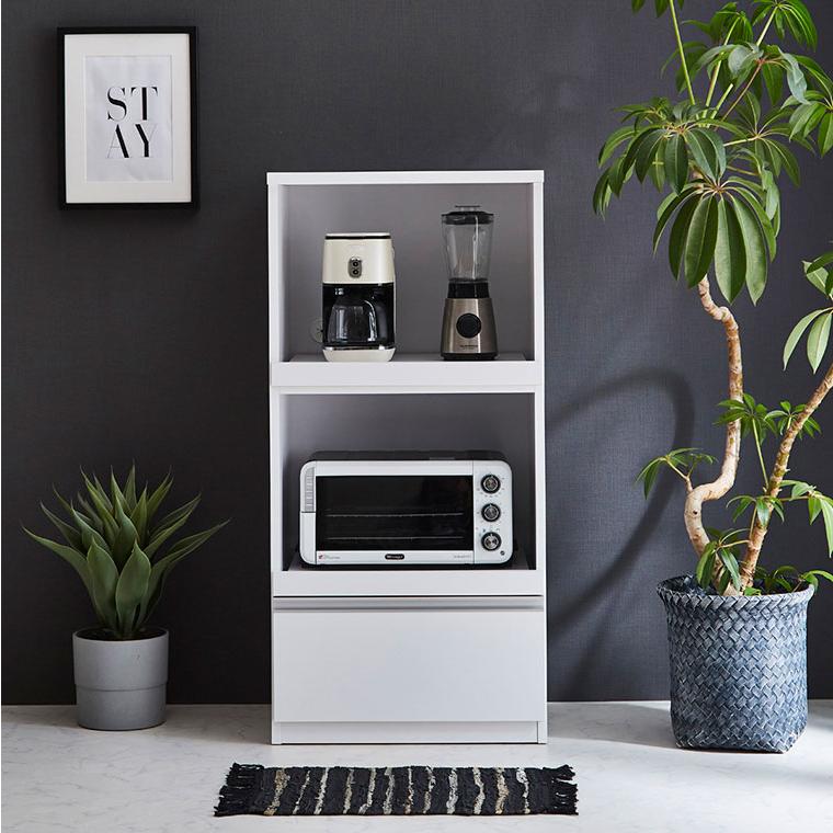 レンジ台 レンジボード 日本製 完成品 幅60cm コード穴 ホワイト