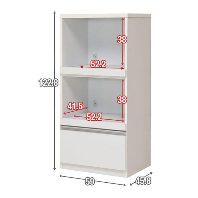 レンジ台 レンジボード 日本製 完成品 幅60cm コード穴 ホワイト