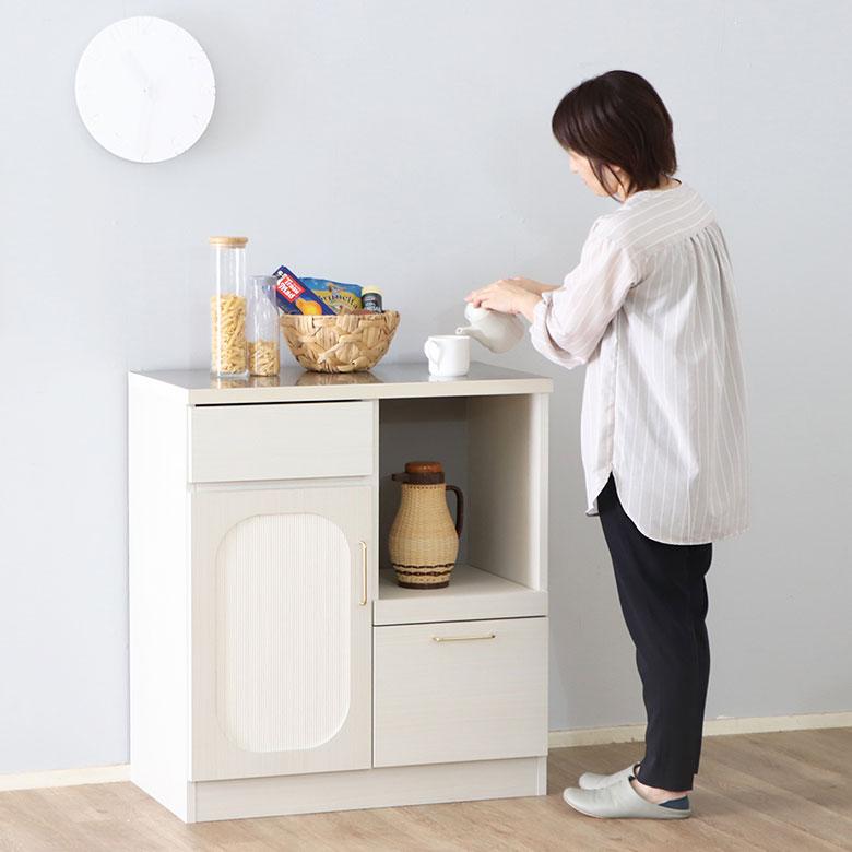 キッチンカウンター レンジ台 おしゃれ 白 80cm 完成品 日本製 韓国風 