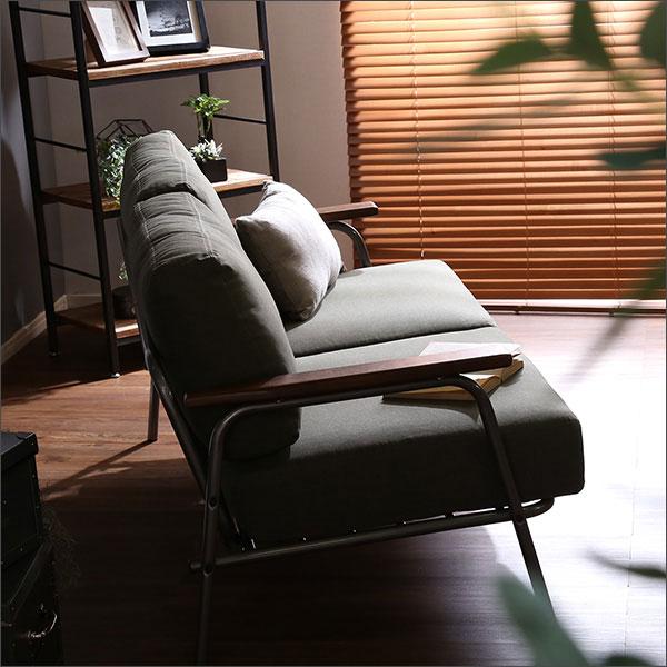 ソファ ヴィンテージ 2人掛け スチール脚 アイアン おしゃれ 男前