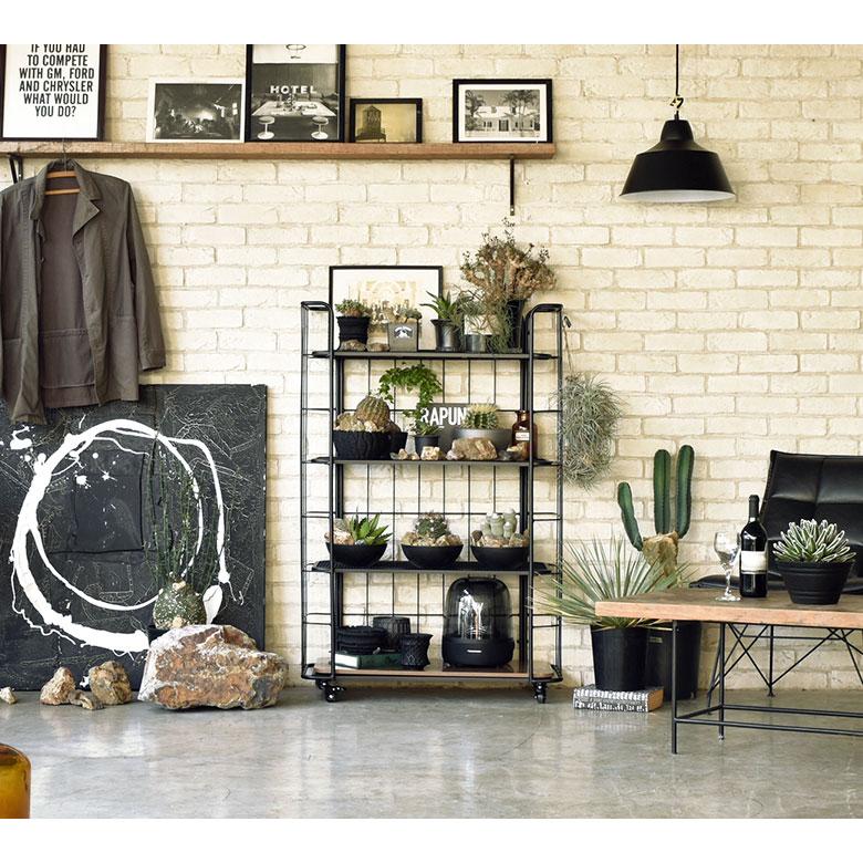 ラック 棚 スチールラック アイアンラック 4段 キャスター付き