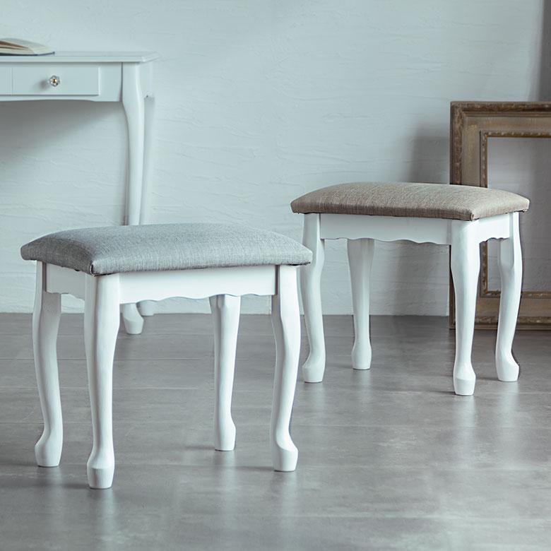 スツール ロースツール 猫脚 白 ホワイト 木製 北欧 おしゃれ