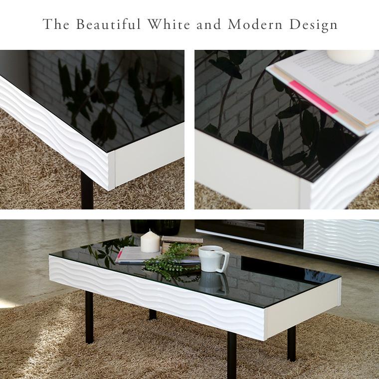 センターテーブル リビングテーブル ガラス テーブル 白 ホワイト 