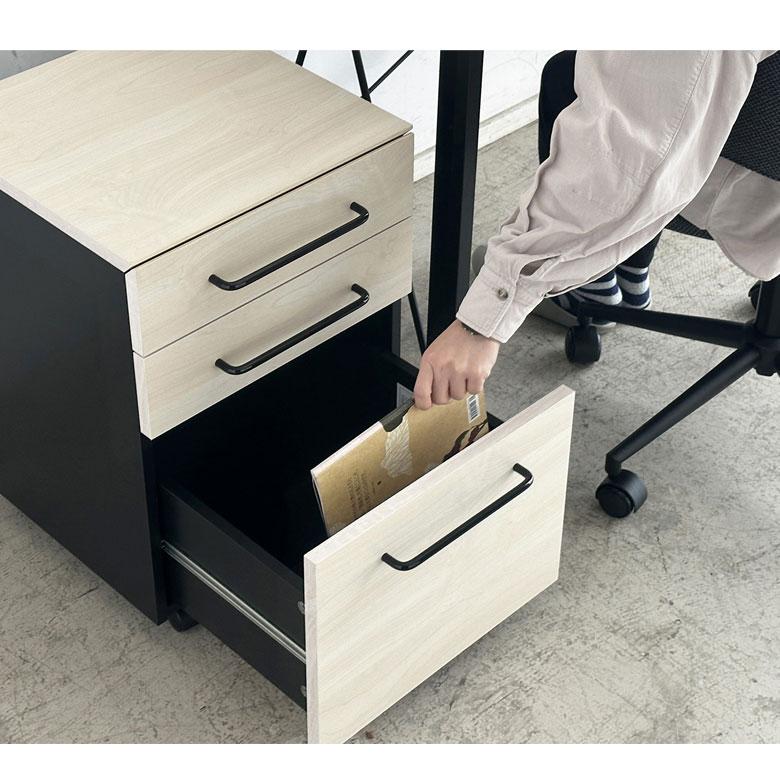 デスクワゴン オフィスワゴン 3段 幅40 キャスター付き 完成品