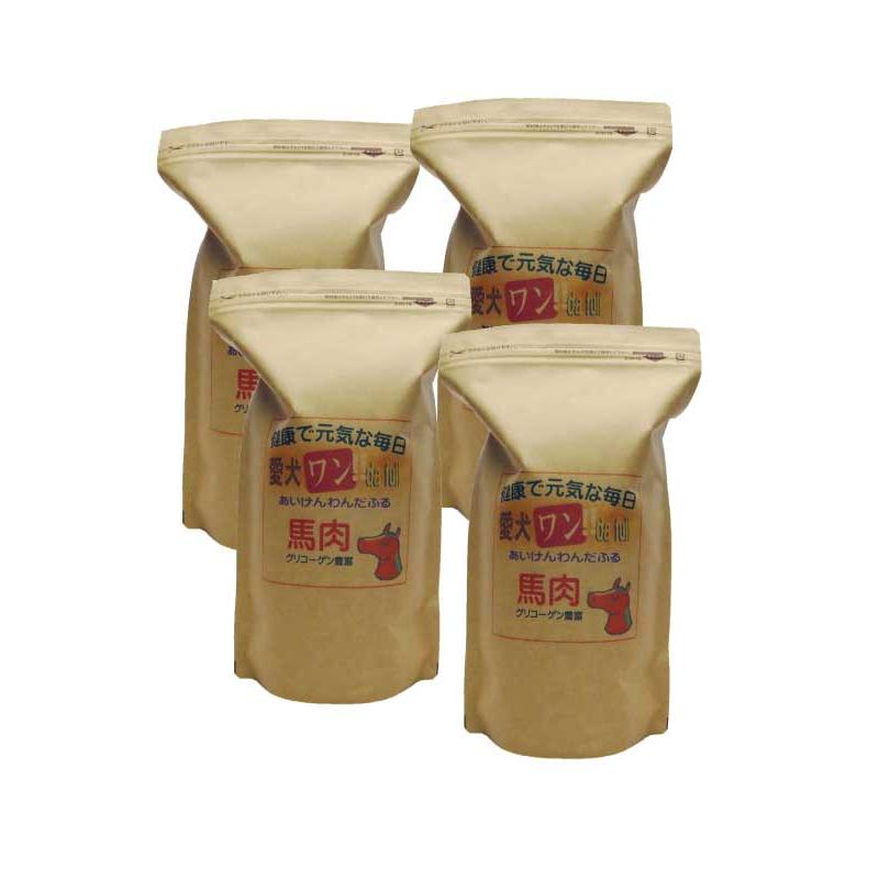 国産 無添加 自然食 健康 こだわり食材 愛犬ワンダフル 馬肉タイプ 3.2kg 800ｇ 4個セット 小粒・普通粒 犬用 全年齢対応 完全栄養食 | 愛犬ワンダフル