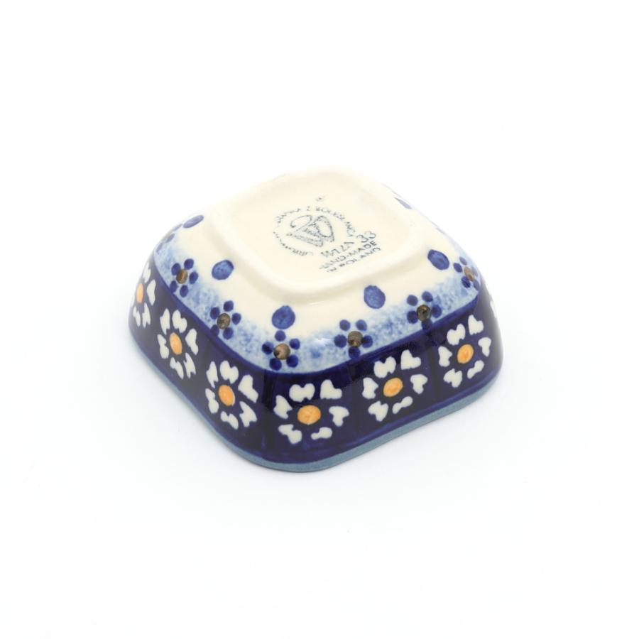 ポーランド食器 スクエアボウル ウィザブルードット ポーリッシュ