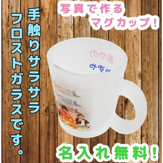 マグカップ グラス 写真入り 名入れ文字入れ フロストガラス 300ml 