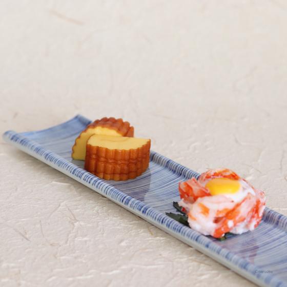 呉須線細長皿 前菜皿 突出し皿 角皿 長いお皿 ストライプ 日本製 美濃