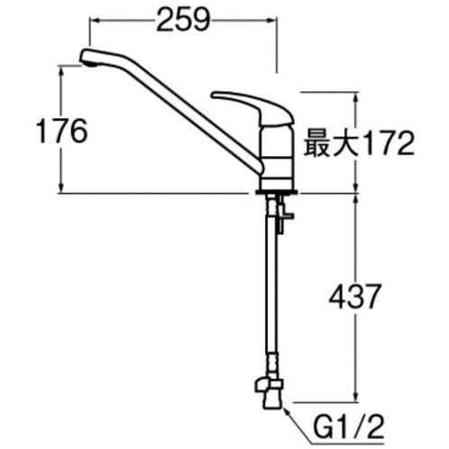 SANEI　キッチン用　シングルワンホール混合栓　上面施工式　K87110TJV-13