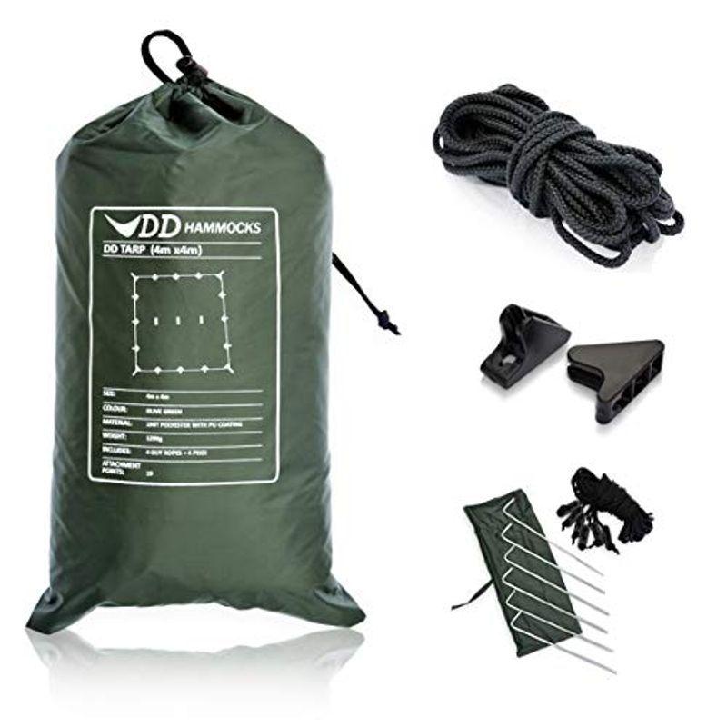 DDタープ 4x4 設営に便利なセット DD Tarp タープ 4X4 & DD Cord コード (10m) & Ridgeline Lo