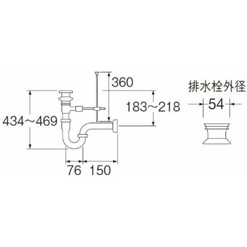 SANEI　排水部品　ポップアップPトラップ　壁排水タイプ　パイプ径32mm　H710-32