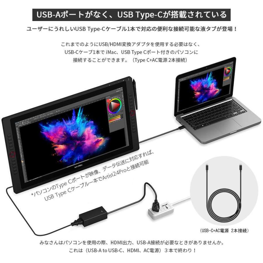 格安販売中 IPSディスプレイ 2K 液タブ23.8インチ XP-Pen ケーブル 
