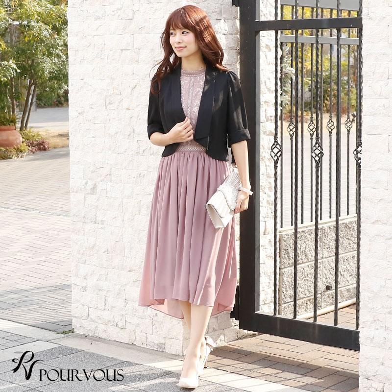 美品 PourVous ボレロセットベロアドレス 結婚式 パーティー お呼ばれ PourVous（プールヴー） ボレロ ジャケット ラメ シフォン 羽織 羽織物