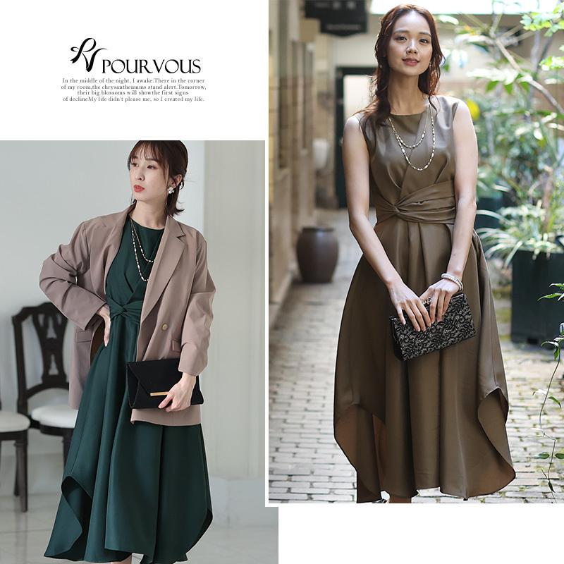 PourVous パーティードレス ミモレ丈 結婚式 ワンピース ドレス PourVous パーティードレス ミモレ丈 結婚式 ワンピース ドレス