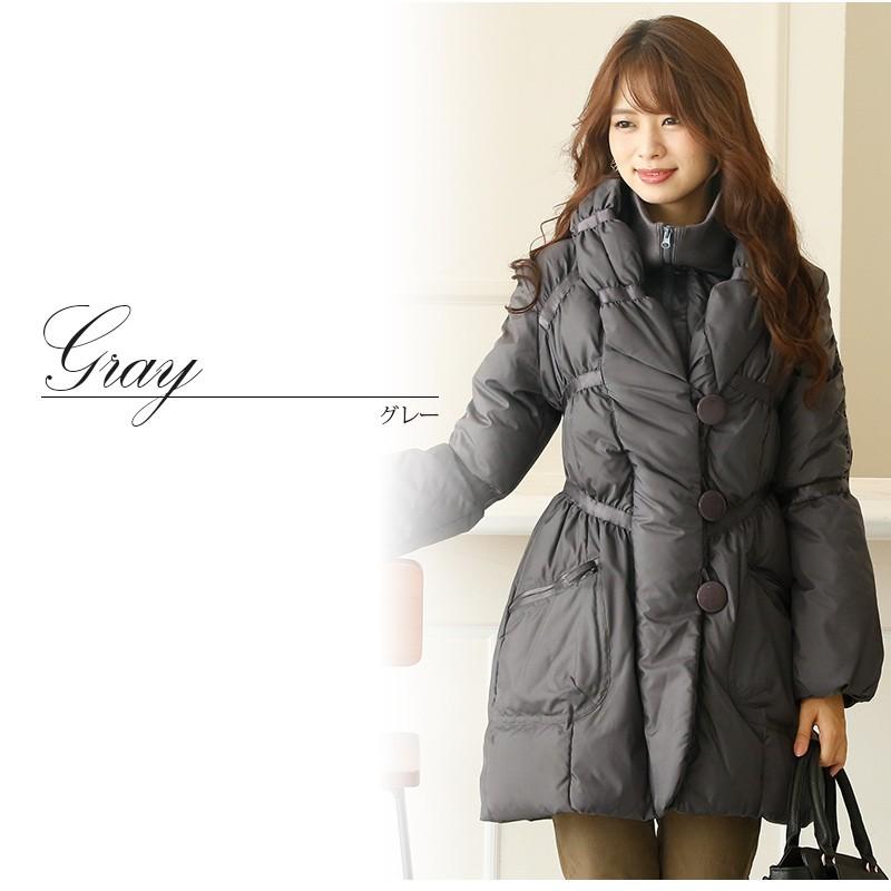 レディース ダウンコート プールヴー MB M.B. ElegChic ダウンコート ダウンジャケット Aラインファー