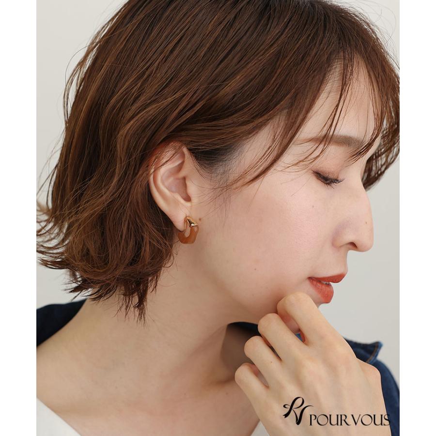 PourVous パール フープ イヤリング 耳飾り アクセサリー