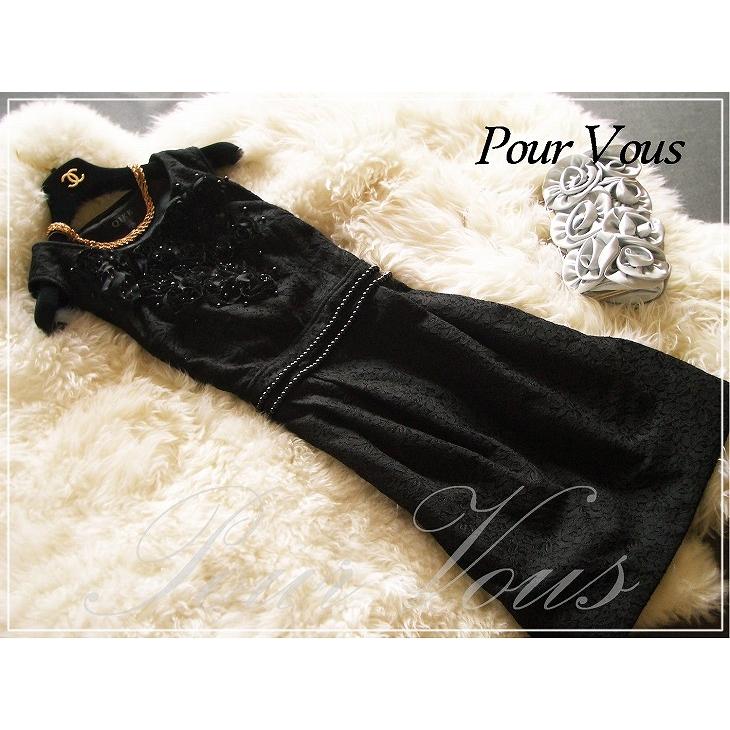 結婚式 ワンピース パーティードレス ノースリーブ 贅沢花柄aラインウール 黒フォーマル 593 セレブワンピース ドレスpourvous 通販 Yahoo ショッピング