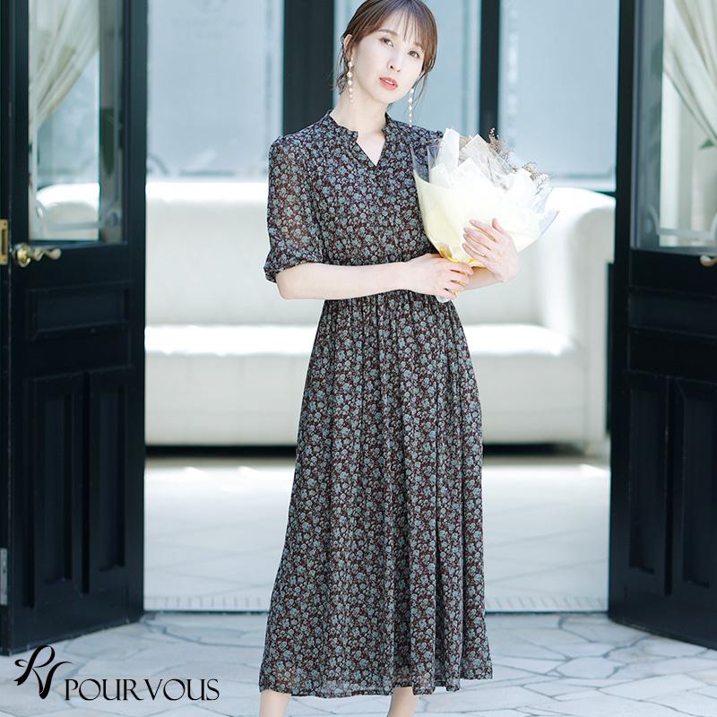 PourVous（プールヴー） ワンピース カジュアル シンプル 服 服装 60代