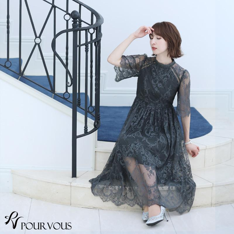 パーティードレス 結婚式 服装 ドレス フォーマル ワンピース 即日発送 韓国 ロング丈 体型カバー 顔合わせ お呼ばれ 20代 40代 大きいサイズ プチプラ 袖ありの画像